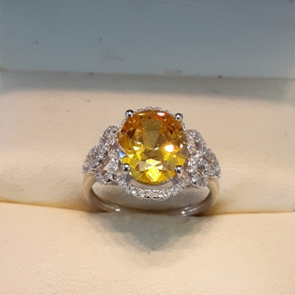 5.00ctw Simulated Yellow & White Diamonds 925 - Picture 7 of 8